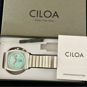 NIB Gorgeous Vintage Style Ciloa 40mm Chronograph w Date and 24 Hour Register